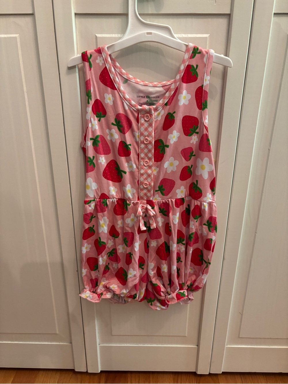 Little Snuggle Bamboo Strawberry Print Pink Sleeveless Bubble Romper